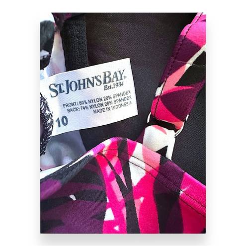 St. John’s Bay  Tropical Swimsuit Swimwear One Piece Purple Floral Size 10