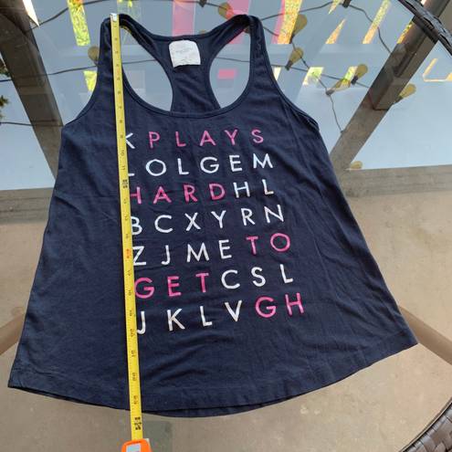 Gilly Hicks “Plays Hard To Get” Letters Racerback Tank Top in Navy - Size Small