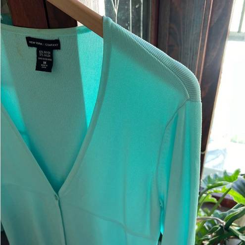 Krass&co Vintage NY& Cardigan Turquoise One Button Long Sleeves Women 90s/Y2K