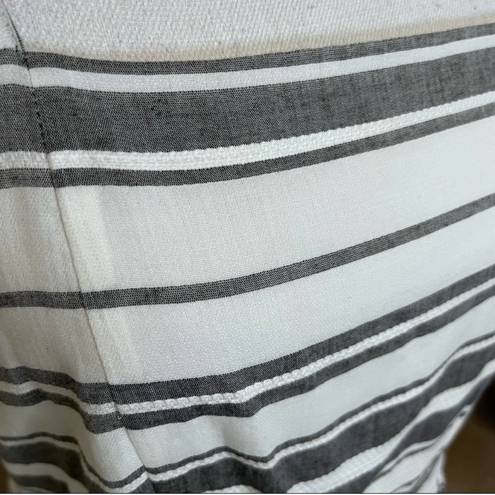 The Loft  White Grey Striped Sleeveless Fit & Flare Dress Small