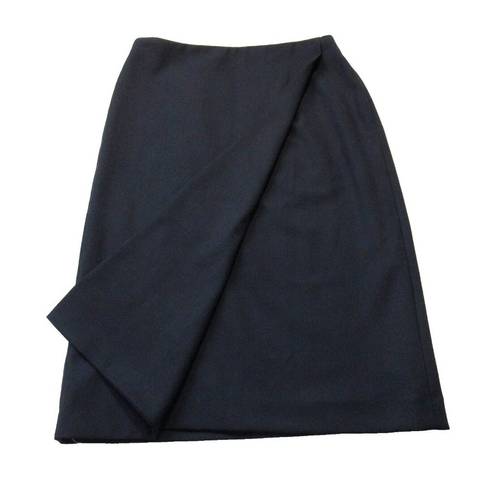 MM.LaFleur NWT  Logan in Ink Blue Sharkskin Wool Blend Faux Wrap Pencil Skirt 6