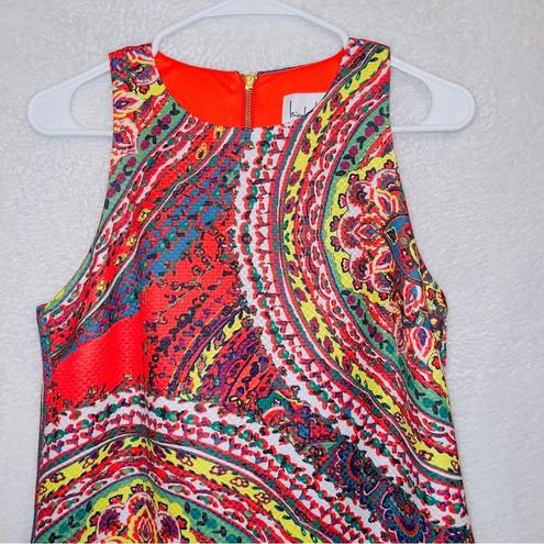 Nicole Miller  Multicolor Printed Pom Pom Hem Sleeveless Shift Dress size 4