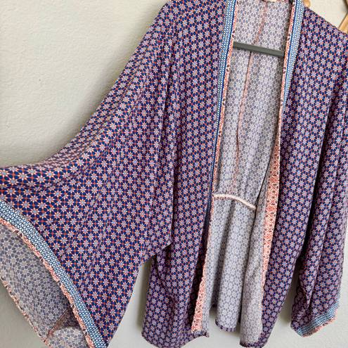 Sim & Sam Purple Print Bohemian Kimono Cardigan L/XL