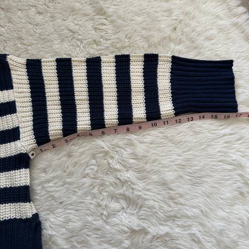 Madewell Sweater Wide Rib Turtleneck Chunky Knit Classic Indigo Stripe S NWT New