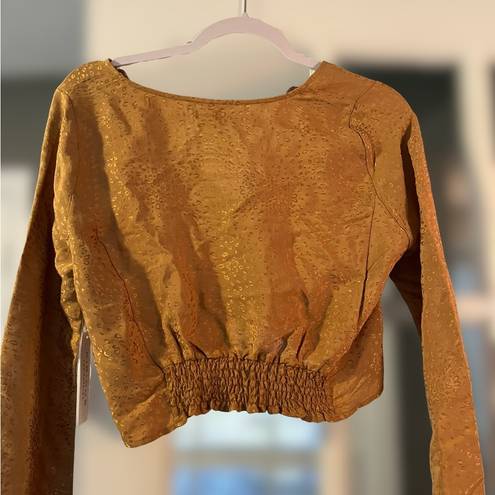 Kirious  Gold Satin Printed  Twist Front Blouse