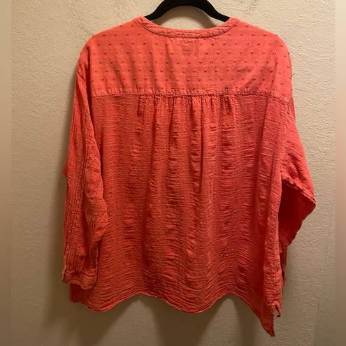 Pilcro  By Anthropologie Coral Mila Draped Button Down Blouse Size L