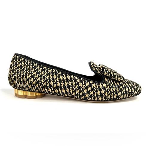 Salvatore Ferragamo  Sarno Bow Embellished Raffia Low Heel Loafers US 5 - EU 35.5