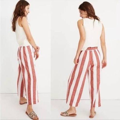 Madewell  Linen Blend Orange & White Stripe Wide Leg Pants