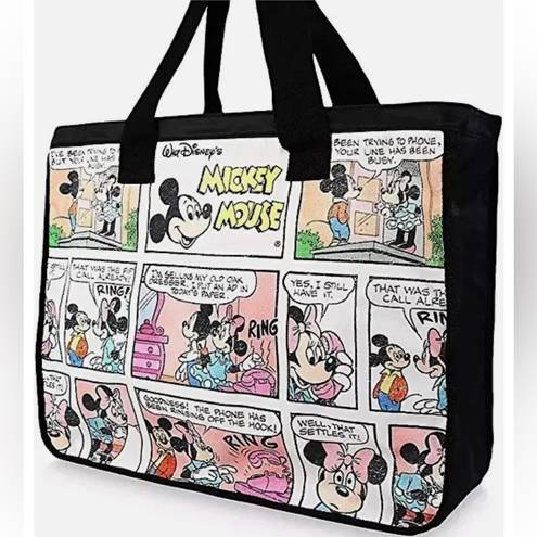 Disney  Mickey Minnie Mouse Comic Strip Zipper Tote Travel Overnight Large Bag