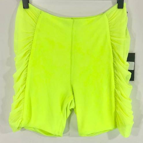 4S13NNA New 4SI3NNA Neon Mesh Side Panel Bike Shorts Yellow Green Sheer Side Biker Short