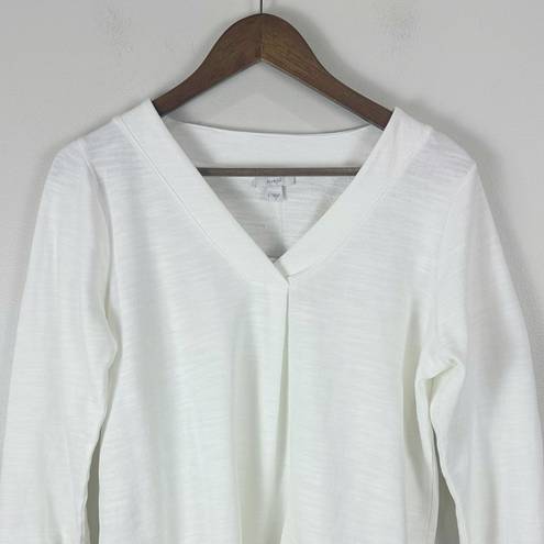 J.Jill  French Terry Slub V-Neck 3/4 Sleeve Top White Small New