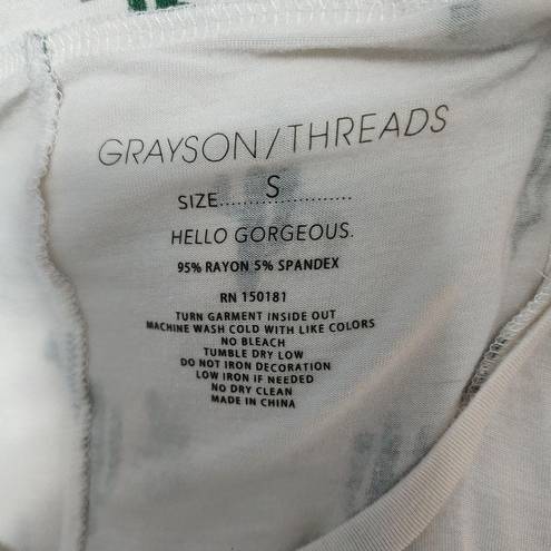 Grayson Threads  white and green cactus print tank size small