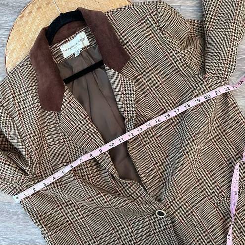 Houndstooth Vintage brown  blazer 90’s academic minimalist