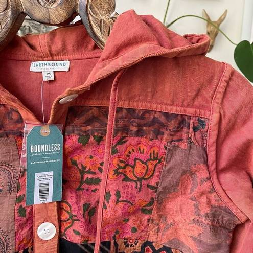 Earthbound NWT  Trading Co Cropped Button Hoodie Burnt Orange M