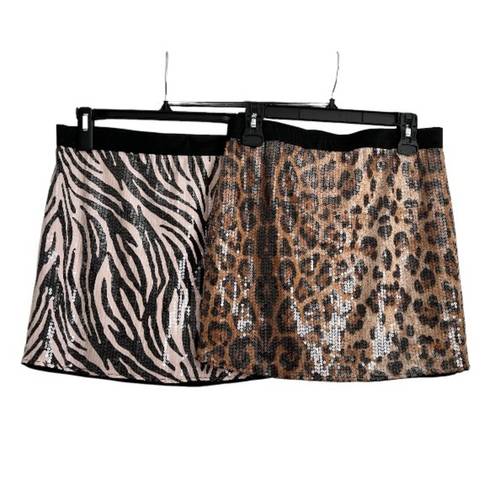 Sans Souci NEW Leopard Print Sequins Mini Skirt