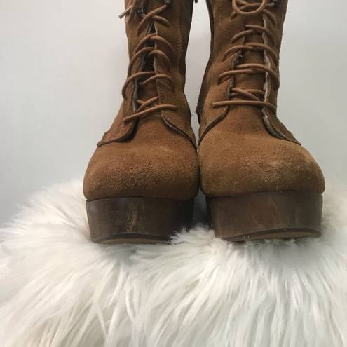 Ralph Lauren Denim Supply  Suede leather Shearling Lace-Up boots Bootie 9