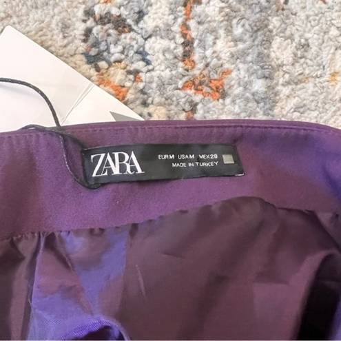 ZARA NWT  Purple High Waisted Bow Tie‎ Skort Size M