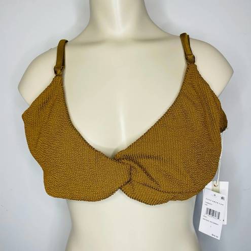 Good American NWT  Crinkle Always Fit Twist Bikini Top 4XL Bronze Brown Swimwear