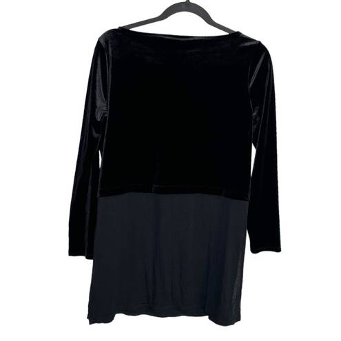 J.Jill  Wearever Collection Black Velvet 3/4 Sleeve Blouse Size Small Petite New