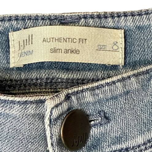 J.Jill  Authentic Fit Slim Ankle Straight Jeans Mid-Rise Light Wash Denim Women 8