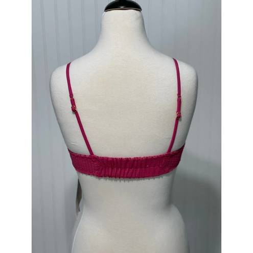 Vix Paula Hermanny  Scales Helen Laser Cut Triangle Bikini Top Swim Pink Large