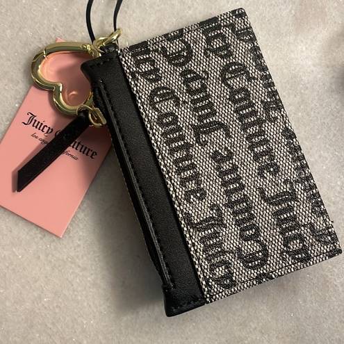 Juicy Couture  wallet modern chic tab elongated card case Black Gray gold heart