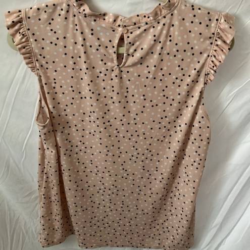 Adrianna Papell - peach colored top with black & white polka dots- size Large