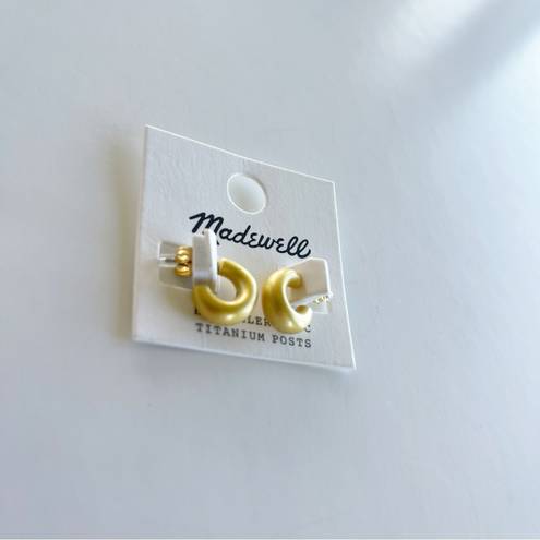 Madewell Chunky Huggie Hoop Earrings in Vintage Gold Color NWT