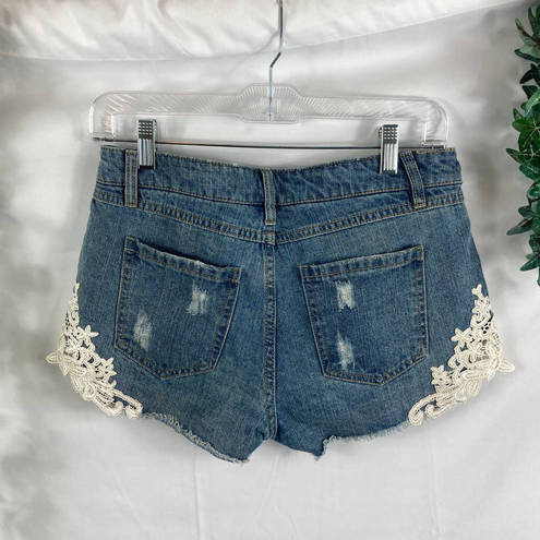 Harper  lace detail jean shorts