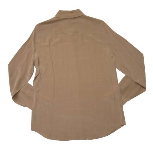 Equipment NWT  Earl in Camel Silk Pleating Button Down Shirt L $258