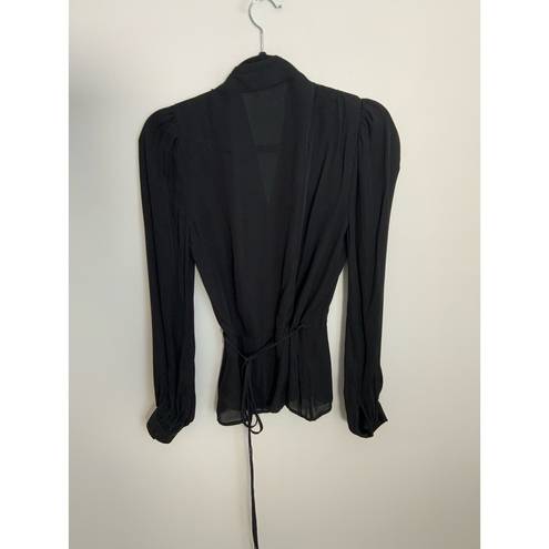 L'Agence  Black Wrap Blouse