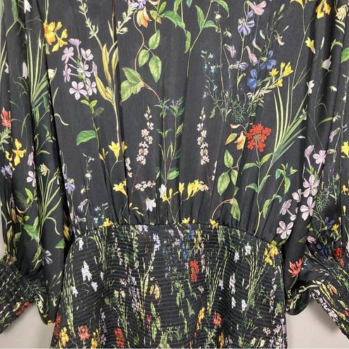 Alexis   Rianna Long Sleeve Floral Dress Black flounce botanical Medium