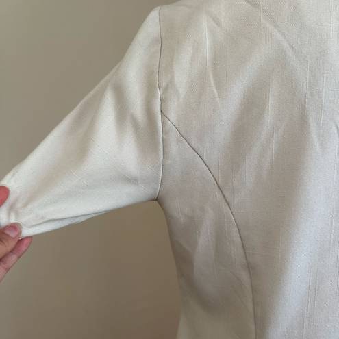 Lee Kathie  Shirt Vintage Beige Wooden Buttons Front Short Sleeves Collard SZ 16W