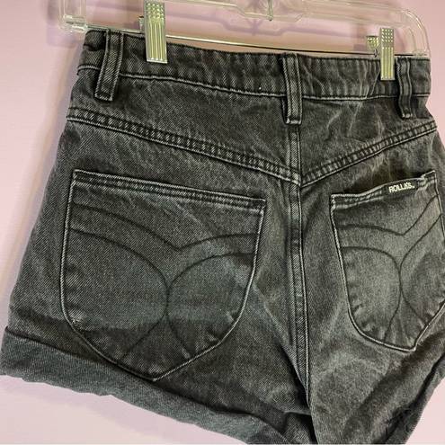 Rolla's  Mirage Black Denim Jean Shorts High Rise Loose Fit Size 26