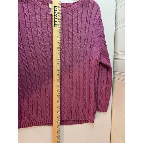 Talbots  M Cable Knit 100% Cotton Crew Neck Sweater Pink Rose Color Comfy Cozy