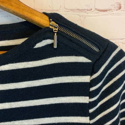 J.Jill  blue gray striped sweater zippers size XS