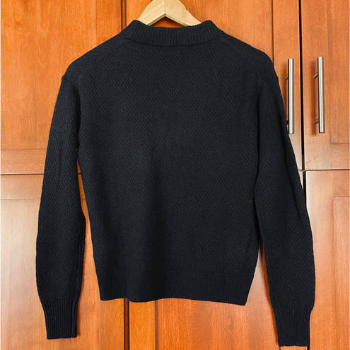 Quince Baby Alpaca Wool Blend Diamond Stitch Crewneck Sweater Black Size XS NEW