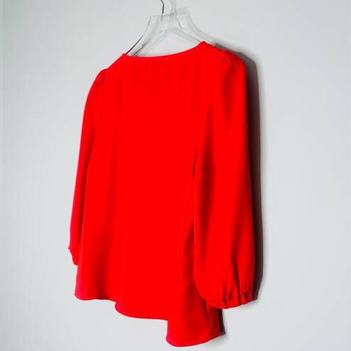 Tuckernuck  Red Hollis V-Neck Puff Sleeve Top Shirt Blouse Size S