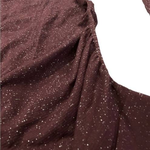 Athleta  Speedlight Glow Top Antique Burgundy Sparkle XS 510329