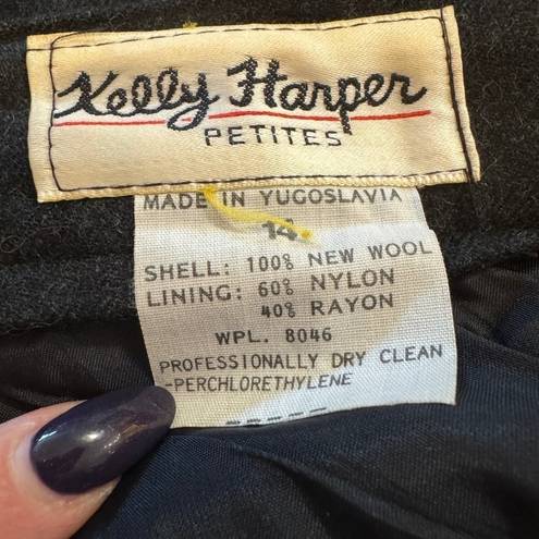 Harper Vintage Kelly  Petites Gray 100% Wool pants  Slacks size 14