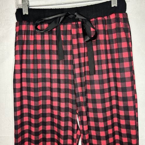 Simply Southern  Pajama Pants Red Black Check Lounge Ruffle Hem Sz M (28x29)