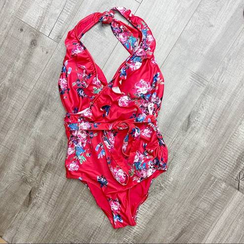 Modcloth  The Reese One-Piece Swimsuit Red Floral Size Small