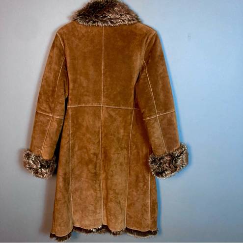 Wilson’s Leather Wilson's Penny Lane brown suede coat long jacket faux fur mixed colors small