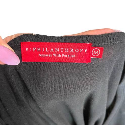 n:philanthropy n:Philanthrophy Gloria Long Sleeve Cutout Top Tee Shirt Black Size Medium