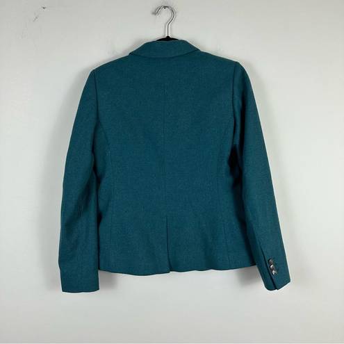 Andrew Marc Willow Glenn by  | Teal Green Wool Blend Button Front Blazer Size 2