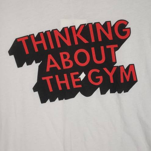 Wildfox NWT Wild Fox White Pink Graphic Thinking About The Gym T-Shirt Women's Medium