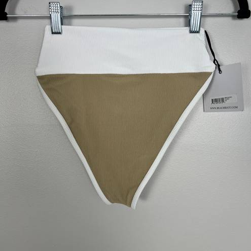 Beach Riot  Bikini Size XS Pamela Bikini Top & Emmy Bottoms Taupe & White