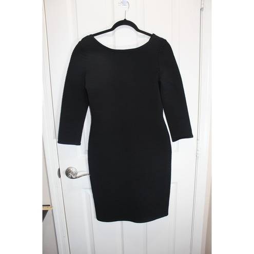 St. John Boutiques Women's SZ 8 Ribbed Knit Dress 3/4 Sleeves Black Stretch