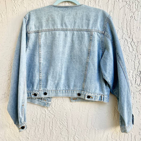 John Ashford John F Gee Long Sleeve Cropped Jeans Jacket Medium Wash Denim Blue Women's M