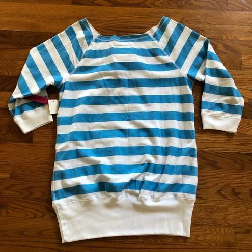 Energie  blue & white stripe 3/4 sleeve Sweatshirt size XL